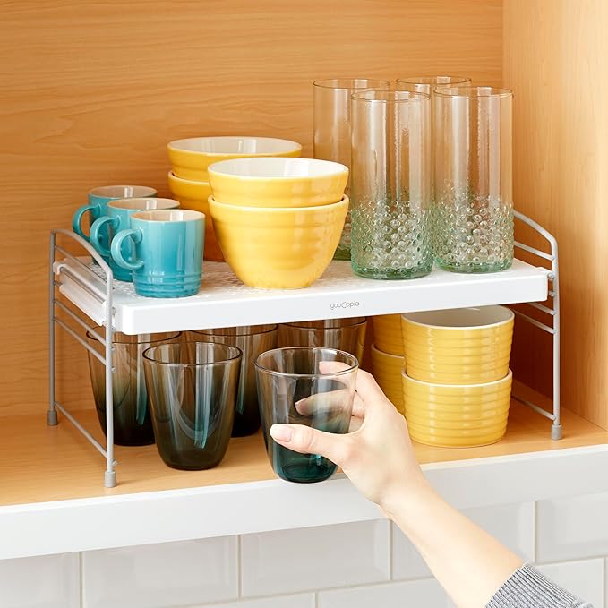 YouCopia Adjustable-Height UpSpace Shelf, Shelf Riser for Vertical Kitchen Cabinet and Pantry Organization
