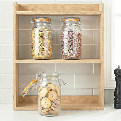 64 Oz Glass Mason Jars with Airtight Lids3 Pack, Wide Mouth Canning Jars with Clip Top Lids for Kitchen Storage Pickling Salad Jams Coffee Beans