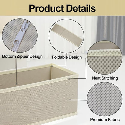 16 Pack Drawer Organizer Clothes, Foldable Fabric Dresser Organizer Closet Organizers and Storage Box for Underwear,Folded Clothes,Baby Clothing,Socks,Bra,Towels,Ties(Beige)