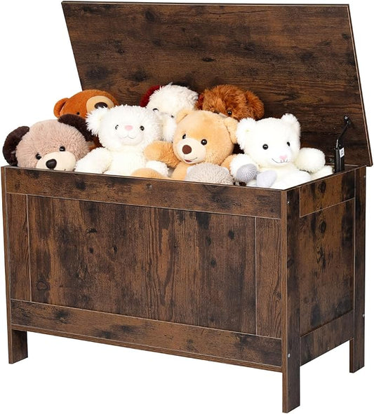 VEVOR Kids Storage Bench, Wooden Toy Box Chest, Large Storage Cabinet with Safety Hinge, Toddlers Retro Storage Bench for Playroom, Living Room or Entryway, 29.7 x 15.3 x 18.9 in, Easy Assembly, Brown