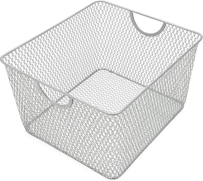 YBM HOME Kitchen Pantry Organizer Wire Basket for Shelves, Cabinets, Pantry, Countertop, Mesh Open Storage Bin Metal Basket for Organizing Food Supplies (24, 10x9x6)