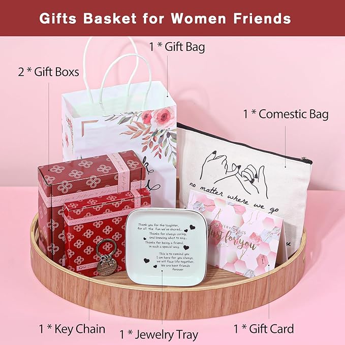 PUDDING CABIN Gifts for Women Friend Birthday Unique, Basket, Themed Friends Female, BFF, Bestie, BestFriend Friendship