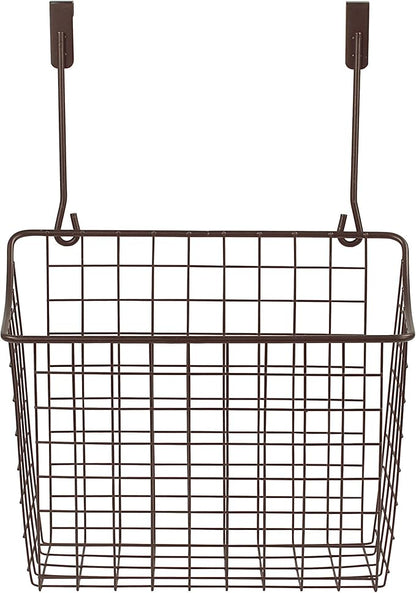 Spectrum Large Over Cabinet Door Organizer Bronze Wire Storage Basket for Kitchen Bathroom, Steel Hanging Cabinet Storage Organizer Basket Design Fits 0.75 Inch Cabinet Doors
