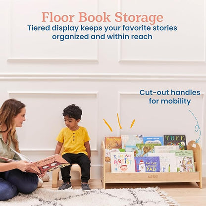 ECR4Kids 3-Shelf Floor Book Display with Handles, 36in, Childrens Furniture, Natural