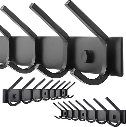 WEBI Coat Rack Wall Mounted,24 Inch 8 Hooks for Hanging Coats,Hook Rack Hook Rail Coat Hanger Wall Mount for Backpack,Clothes,Jacket,Black,2 Packs