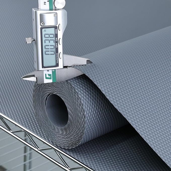 Hersvin Shelf Liners 16 in x 20 ft Thickened EVA Drawer Mats, Non-Adhesive Cupboard Pad, Kitchen Cabinet Lining Fridge Cushion (Gray Diamond, 40.7x610cm)