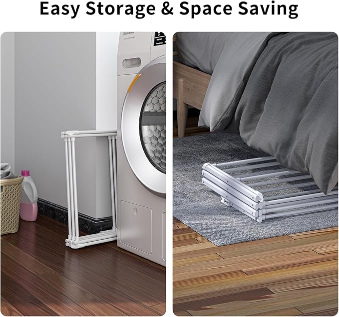 3 Tier Clothes Drying Rack, Foldable Drying Rack Clothing,Indoor & Outdoor Laundry Rack for Drying Clothes,Space-Saving Design, Metal Collapsible Dryer Racks for Laundry,Pure White