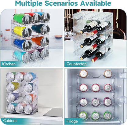 [Large Compartment] Water Bottle Organizer for Stanley 40 oz, 4 Pack Stackable Water Bottle Organizer, Clear Water Bottle Holder for Tumbler Travel Mug Cup, Kitchen Pantry Organization and Storage
