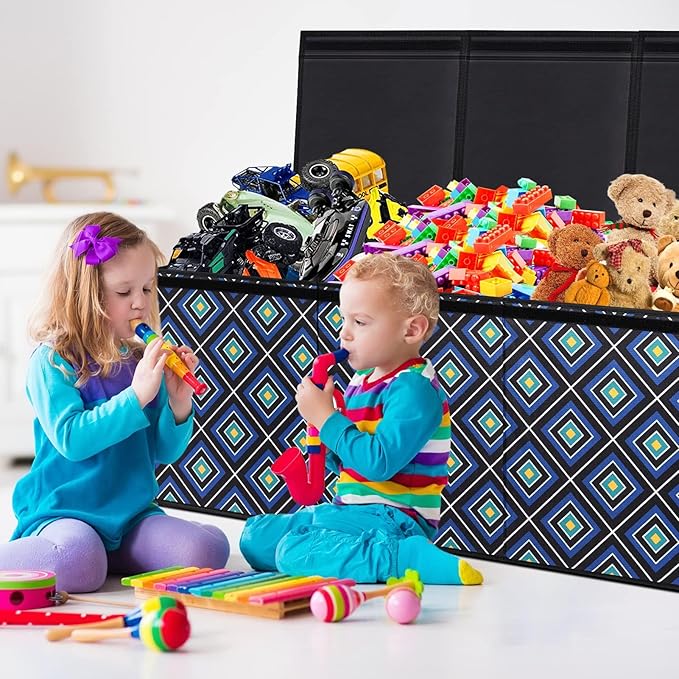 HOMEMARVEL Large Toy Chest, Big Toy Box, Extra Large Toy Box for Boys & Girls, Collapsible Sturdy Chest Storage Organizer with Removable Lids for Playroom, Bedroom, Nursery, Closet