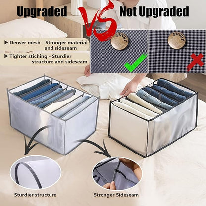 Upgraded Wardrobe Clothes Organizer, TIGARI Drawer Dividers for Clothes, Drawers Organizer for Clothes, Compartment Storage Box for Bedroom Dorm Room(Gray, 9 Grids)