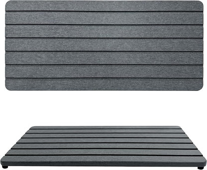 2 PCS Water Absorbent diatomite Coasters, 12" x 5.5" Water Absorbing Stone Tray for Sink, Stone Drying mat for Kitchen Counter, Stone soap Tray Used for Hand Soaps & toiletries & Plants