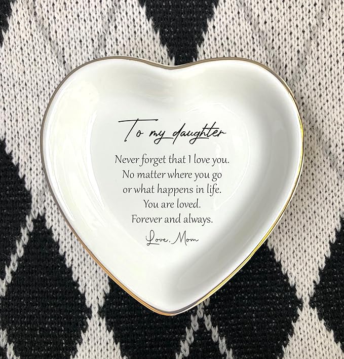 HatafaFurni To My Daughter Gift, Ceramic Ring Dish For Girl Bride From Mom, Jewelry Dish, Jewelry Holder, Trinket Tray, Birthday Gift, Daughter Present, Wedding Gift, Mother And Daughter Gifts