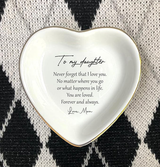 HatafaFurni To My Daughter Gift, Ceramic Ring Dish For Girl Bride From Mom, Jewelry Dish, Jewelry Holder, Trinket Tray, Birthday Gift, Daughter Present, Wedding Gift, Mother And Daughter Gifts