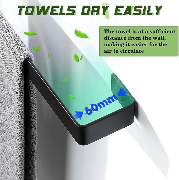 Alise Bath Hand Towel Holder Black Towel Bar for Bathroom Wall Mount,SUS304 Stainless Steel Towel Rack for Bathroom and Lavatory,Kitchen,12'' Towel Hanger Towel Rail