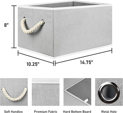Closet Storage Bins, Linen Closet Organizers and Storage Basket for Shelves, Collapsible Shelf Baskets for Organizing Shelves, Bedroom Clothes Basket, Gray, 8 Pack