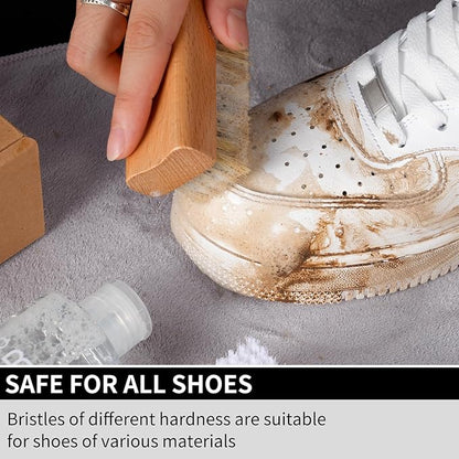 Henviro Shoe Cleaner Kit for Sneaker - 8.5 Oz Shoe Cleaning Kit with Shoe Brushes & Towel, White Shoe Sneaker Cleaner Kit, Suede Shoe Cleaner for Suede Mesh Leather Knit, and Most Materials