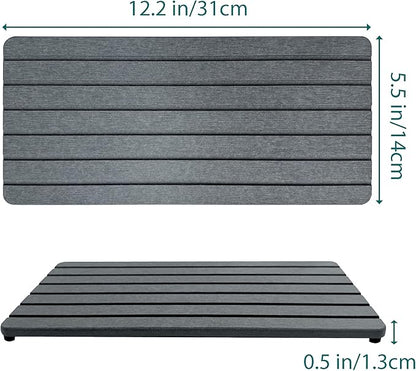 2 PCS Water Absorbent diatomite Coasters, 12" x 5.5" Water Absorbing Stone Tray for Sink, Stone Drying mat for Kitchen Counter, Stone soap Tray Used for Hand Soaps & toiletries & Plants