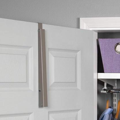 HOLDN’ STORAGE Over The Door Hanger - Single Foldable Rack Organizer for Hanging Clothes, Coats & Towels, Ideal for Dorm Rooms, Laundry, Bathrooms, Etc - Holds up to 20 LBs - Satin Nickel (2 Pack)