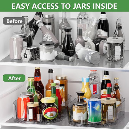 360° Rotating Lazy Susan for Refrigerator, 13.5''x8.5'' Clear Lazy Susan Turntable for Refrigerator Organizers and Storage, Kitchen, Table Top, Cabinet, Pantry, Countertop, 1 Pack