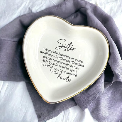 Sister Friends Gift Ring Dish, Jewelry Dish, Bridesmaids Gift, Sister Gifts, Bestie Gift, Friend Gift, Friendship Gifts, Sister In Law Gift, Wedding Day Gift, Maid of Honor Gift, Sister By Heart
