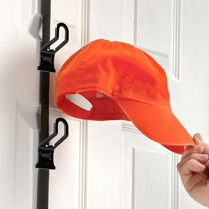 Perfect Curve Hat Organizer CapRack 2-Pack | Over-The-Door Hat Rack and Organizer | Baseball Cap Rack | Hat Rack for Door | Cap Organizer | 4 Straps | Holds 36 to 72 Adjustable Caps |Black