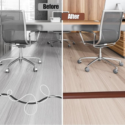 Floor Cord Cover Cavity 0.8"x0.37" Self Adhesive Cord Hider, 3.3FT Low Profile Cable Management, Extension Strip Protector for Wires, Prevent Cable Trips for Offices, Gyms, Exhibitions (Red Teak)