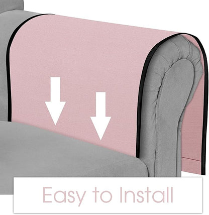 Joywell Remote Holder for Recliner Armchair Caddy Couch Armrest Non Slip Sofa Arm Chair Caddie with 6 Pocket for Magazine, Tablet, Phone, iPad, Think Linen, Pink