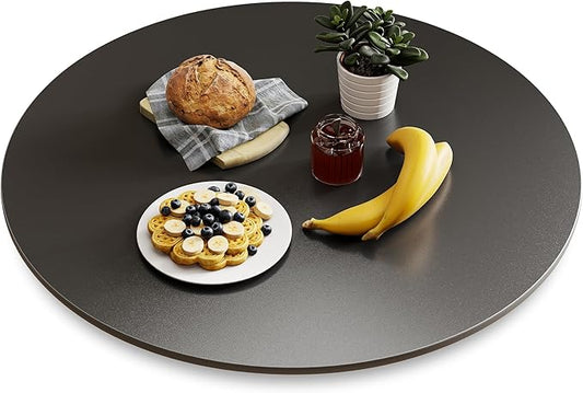 Lazy Susan Turntable 23.6 Inch - 360° Silent Rotating Anti-Slip Serving Tray, Heavy Duty Centerpiece for Kitchen, Dining & Coffee Table - Black Modern Design with Non-Slip Base