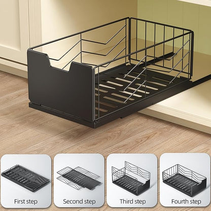 NETEL Pull Out Cabinet Organizer, 4 Pack No Drill Slide Out Drawers for Kitchen Cabinets, Metal Pantry Pull Out Shelves, Kitchen Cabinet Organizer, Pull Out Home Organizers,11.8"W X 20.86"D X 6.9"H