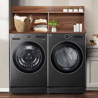 Royxen Laundry Countertop with 20" Shelf Universal Fit, Washer and Dryer Countertop with Storage Space, Laundry Room Storage (Walnut)