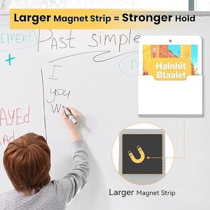 DALTACK Magnetic File Holder, File Folder Desk Organizer for Wall, Powerful Magnetic Clipboard for Mail, Paper, Book, Magazine, Letter, Desk Organizers and Accessories for Office Supplies, 6 Pack
