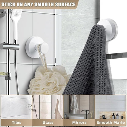 Fenas Suction Cup Hooks for Shower No-Drill Bathroom Hooks for Towels, Robes, Loofah Mountable on Bathroom Walls, Kitchen, Glass, Mirrors, Tile and Smooth,Non-Porous Surfaces (2, White)