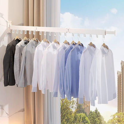Clothes Drying Rack Wall Mounted,Drying Rack Clothing,Clothes Hanging Rack,Retractable,Collapsible(Tri-Fold), White Color(Ring)