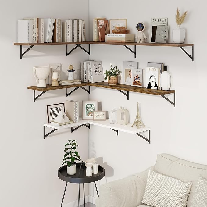 Axeman Deep Floating Shelves | 36 Inch Brown Wall Shelves Set of 2 | 10 Inch Deep Wood Floating Shelves for Wall | 36" W x 10" D Rustic Brown Shelves for Living Room Bathroom Kitchen