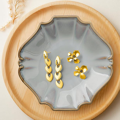 Ceramic Jewelry Dish, Decorative Tray for Rings Earrings Necklaces Bracelet Watch Keys, 4.50" Trinket Tray as Gifts for Women (Reactive Court)