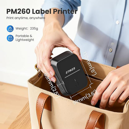 PM260 Label Maker Machine with Tape, 2 Inch Label Tape Maker Bluetooth Label Printer, Inkless Portable Label Maker with Smart AI APP for Home, Kitchen, School, Office Organization, Black