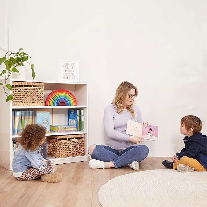 ECR4Kids Wooden Classic Bookcase with Adjustable Shelves, 36in, Classroom Bookshelf, White Wash