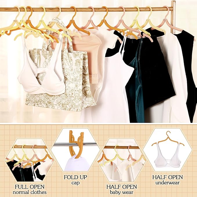 12 Pcs Travel Hangers Cruise Ship Essentials Foldable Portable Plastic Vacation Hangers Non Slip Clothes Drying Rack Travel Accessories for Dormitory School Hotel Laundry (Bright Color)