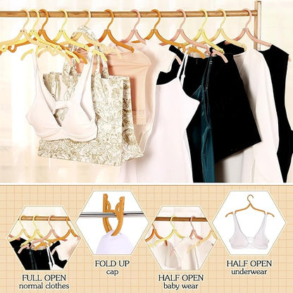 12 Pcs Travel Hangers Cruise Ship Essentials Foldable Portable Plastic Vacation Hangers Non Slip Clothes Drying Rack Travel Accessories for Dormitory School Hotel Laundry (Bright Color)