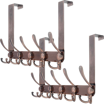 WEBI Over The Door Hooks for Hanging,Door Hanger,Over Door Towel Rack,Door Coat Hanger Door Coat Rack for Clothes,Back of Bathroom,Antique Copper,2 Packs
