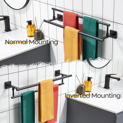 KOKOSIRI Towel Bars 24-Inch Bathroom Towel Holder Oil Rubbed Bronze Bath Towel Rails Racks Wall Mounted Stainless Steel B5009ORB-L24