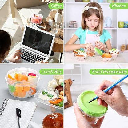 Sieral 36 Pack 8 oz Freezer Containers with Lids Reusable Deli Freezer Storage Containers Stackable Plastic Thick Twist Top Jars for Takeout Food Round Wide Mouth Lunch Snack (Green)