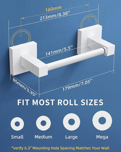 Ruacq Toilet Paper Holder-White Tissue Roll Holder Double Post Pivoting Square Base Wall Mounted for Bathroom