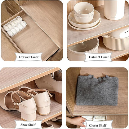 Shelf Liner with Adhesive Cabinet Drawer Liners Peel and Stick 11 in X 20 Ft Non-Slip Waterproof Kitchen Cupboard Drawer Mat for Pantry Shelves Closet Bathroom Refrigerator Liner Removable