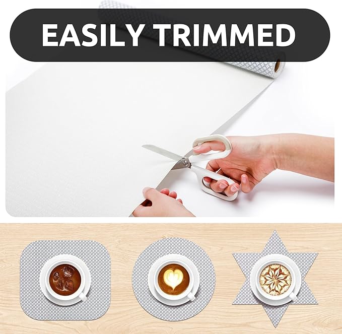 RAY STAR 12X120 Inch Shelf Liner for Kitchen Cabinets, Non-Adhesive Cabinet Liner Washable, PVC Drawer Liner for Dresser Non-Slip Bathroom (Black Circle)(4 Roll)