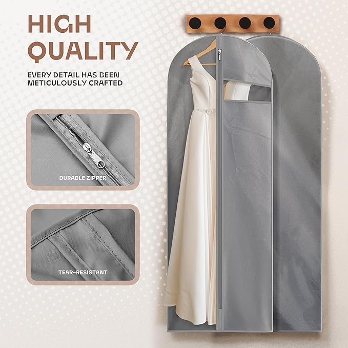 Garment Bags for Travel and Closet Storage with Zipper, 65'' Long Dress Bag for Gowns Long