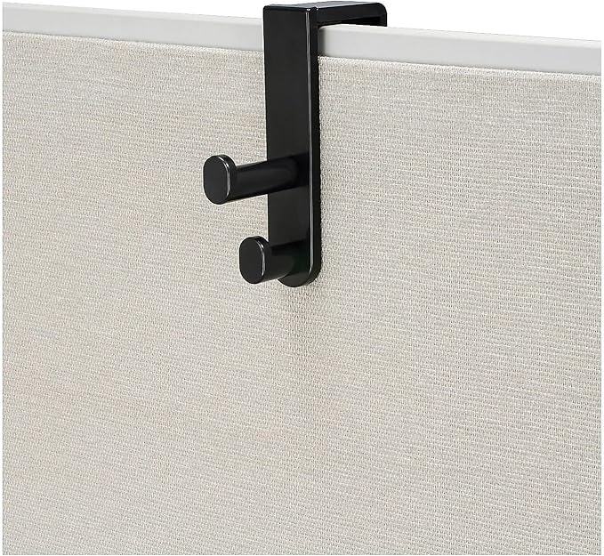 Safco 4225BL Over The Panel Double Coat Hook, Black, 1.75 X 6.5 X 7.75