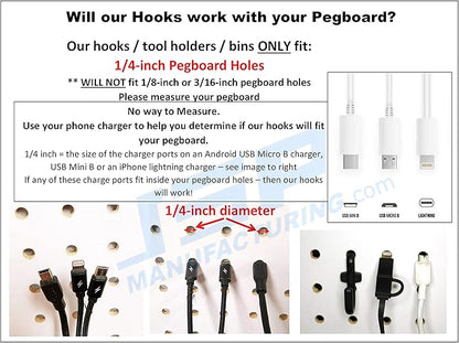 JSP Manufacturing 50 Pack Of JUMBO Pegboard Hooks Black Garage Tools Hammer Air Tool Storage Organization Jewelry