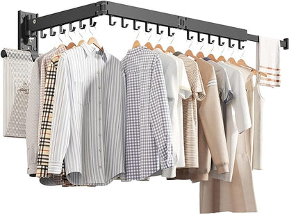 Wall Mounted Clothes Hanger,Clothes Drying Rack,Laundry Drying Rack,Drying Rack Clothing,Laundry Hanger Rack,Retractable Dryer Racks,Collapsible, Aluminum,can be Fold Upward & Left & Right
