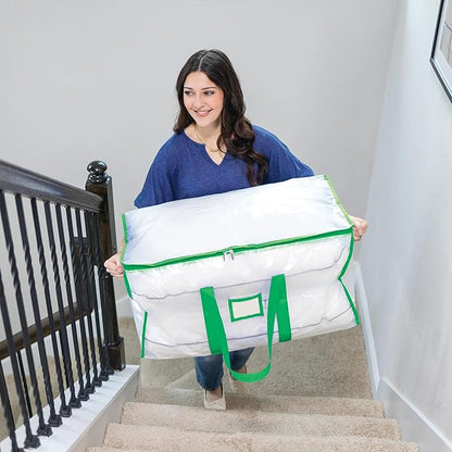 CLOZZERS Storage and Moving Bags - Heavy Duty, Dust Protection and Water Resistant, Durable Zipper Closure and Sturdy Handles Best Moving Boxes Alternative (Green, 6 Pack)